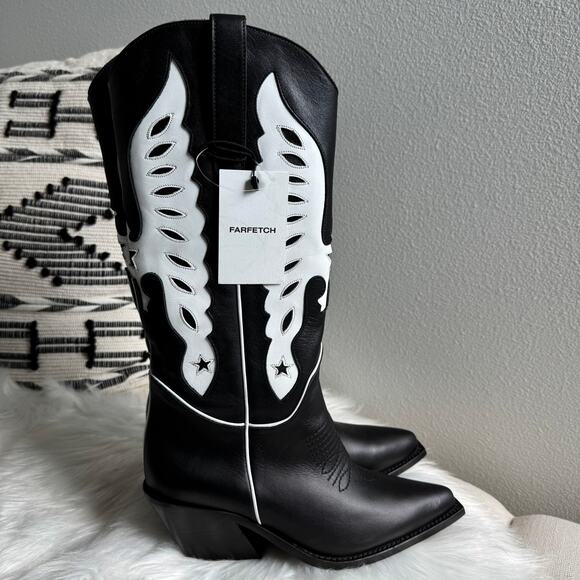 Anine Bing Black Mid Calf Tania Western Boots EU 38/ 7.5 US NEW - Picture 11 of 13